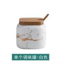 Load image into Gallery viewer, 3pcs/set salt bottle marble pattern home kitchen seasoning tool sugar bottle Nordic ceramic seasoning jar
