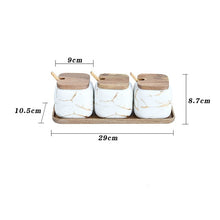 Load image into Gallery viewer, 3pcs/set salt bottle marble pattern home kitchen seasoning tool sugar bottle Nordic ceramic seasoning jar
