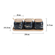 Load image into Gallery viewer, 3pcs/set salt bottle marble pattern home kitchen seasoning tool sugar bottle Nordic ceramic seasoning jar
