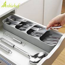 Load image into Gallery viewer, New Storage Tray Kitchen Drawer Organizer Kitchen Spoon Forks Cutlery Storage Separation Container Plastic Knife Block Holder
